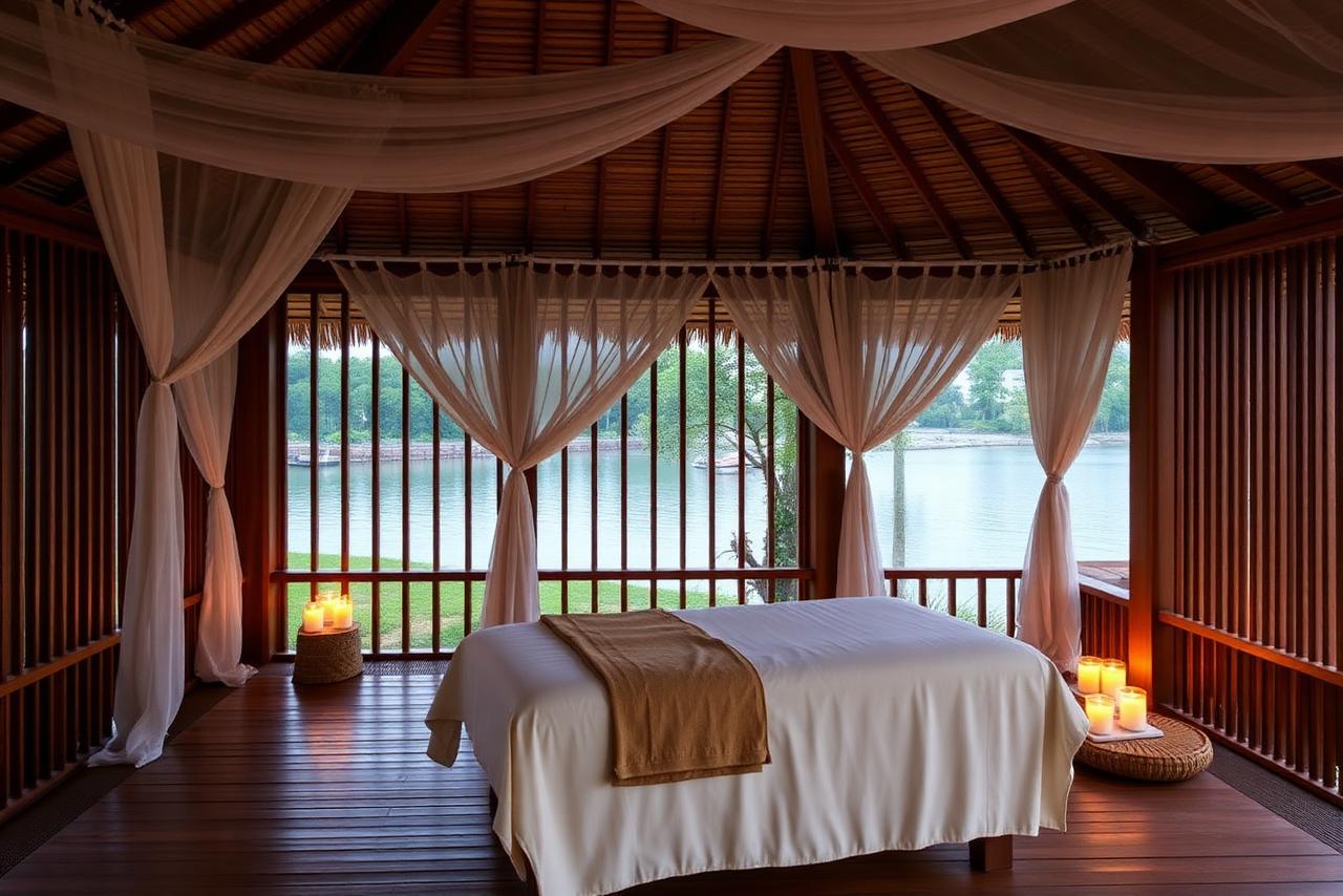 Riverside spa treatment pavilion